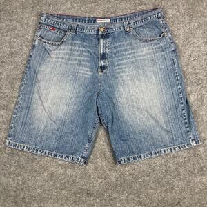 Old Skool Denim Shorts Mens Size 50 Blue Jean Baggy Distressed Y2K Streetwear